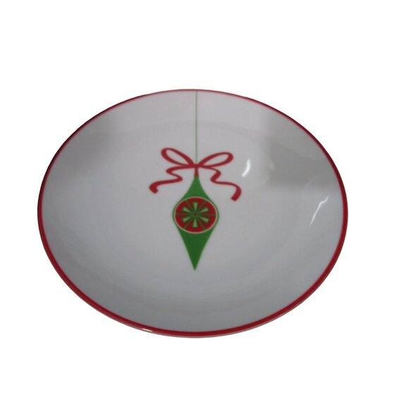 Crate & Barrel Christmas Ornament Luncheon Dessert Salad Plates Four EUC - Picture 2 of 16